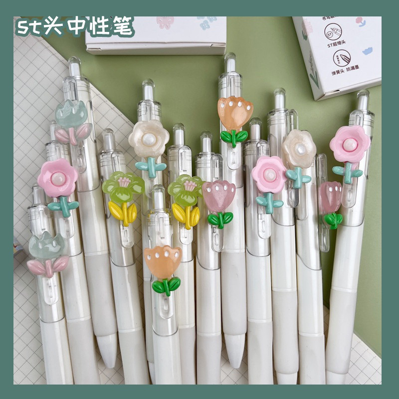 

GANGSASHOP ST38 Pena Bunga 3D Lucu ala Korea 0.5mm Hitam Gel Pen Pulpen Alat Tulis