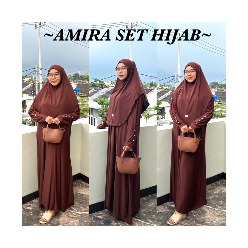 Amira Set Hijab Syar’i / Setelan Hijab Gamis Jumbo / Set Syar’i / Setelan Hijab Gamis Jersey Jumbo T