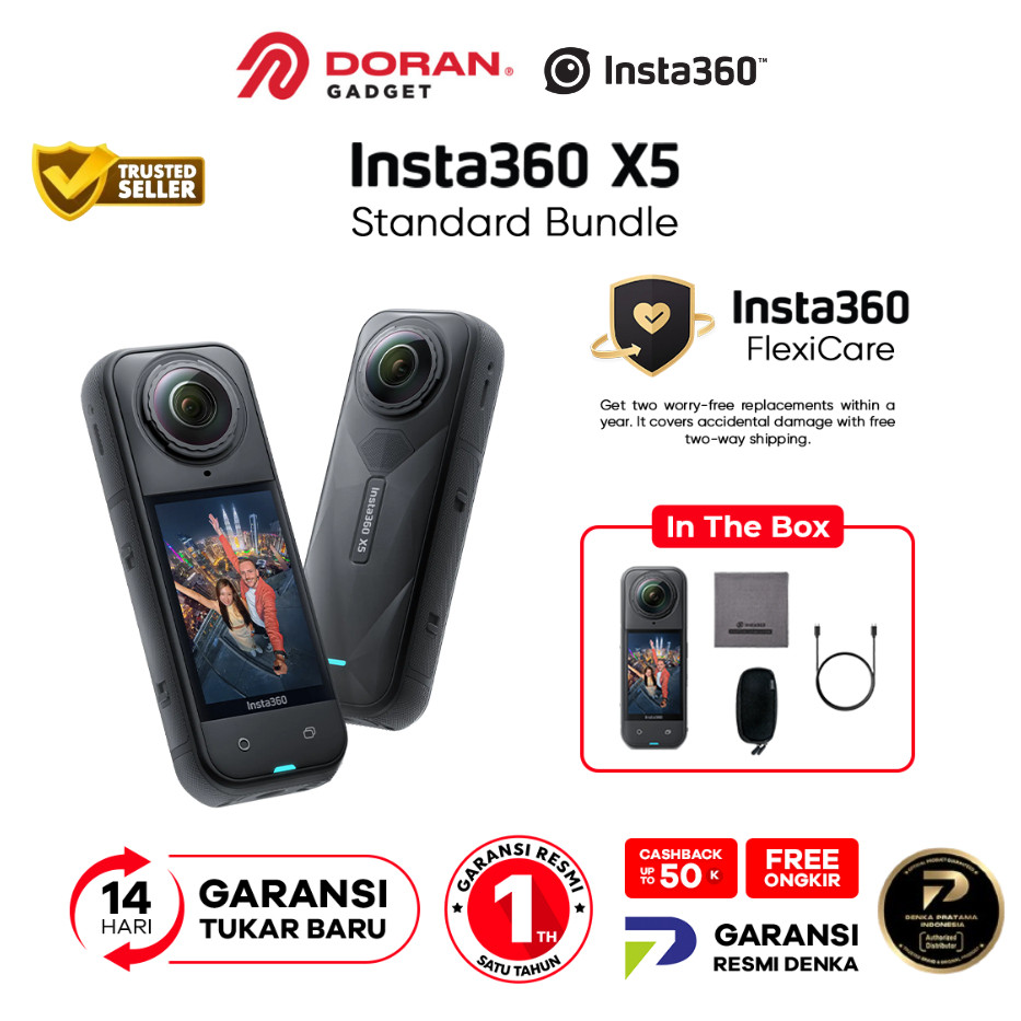 Insta 360 X5 Ai Camera 360 Replaceable Lens 2400mAh 3 hours Active - Garansi Resmi