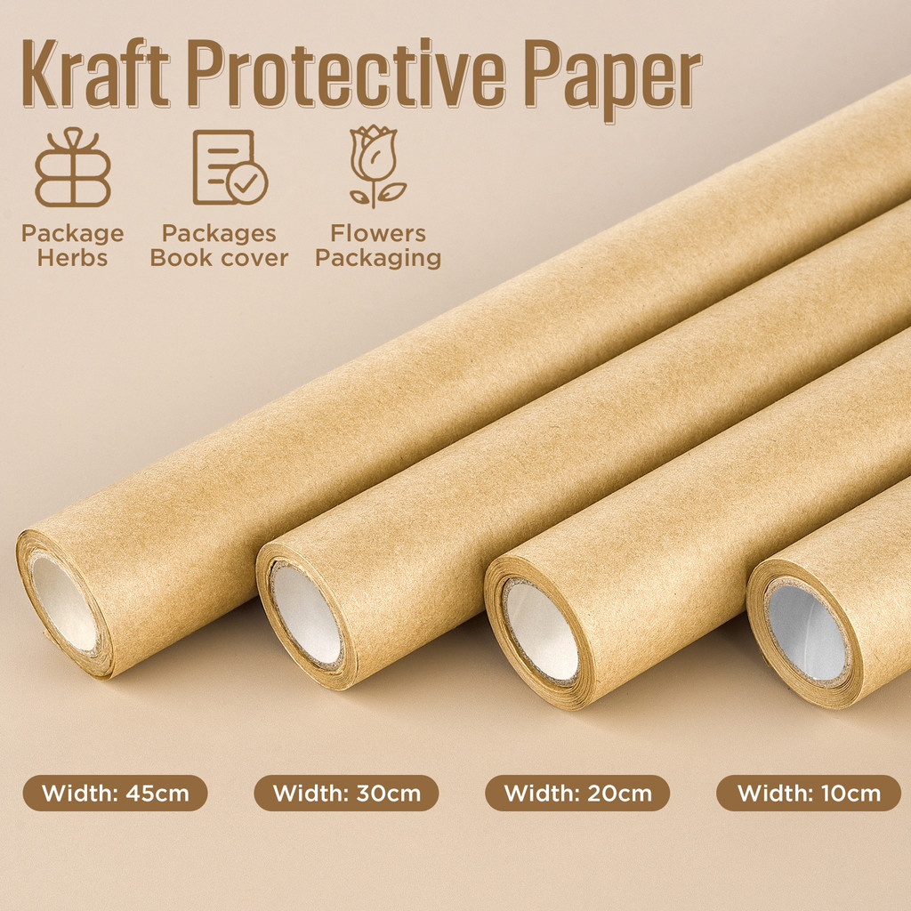 

10m/Roll Kraft Package Paper Brown 10-45cm Width For Art Craft Gift Box Flower Wrapping Packing Paper Environmental Material