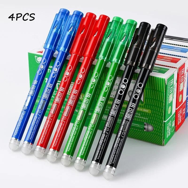 

4PCS 0.7MM Heat Erasable Pens, Bullet Nib, Colored Heat Sensitive Erasable Gel Pen, Smooth Writing, Black Blue Red Green Ink