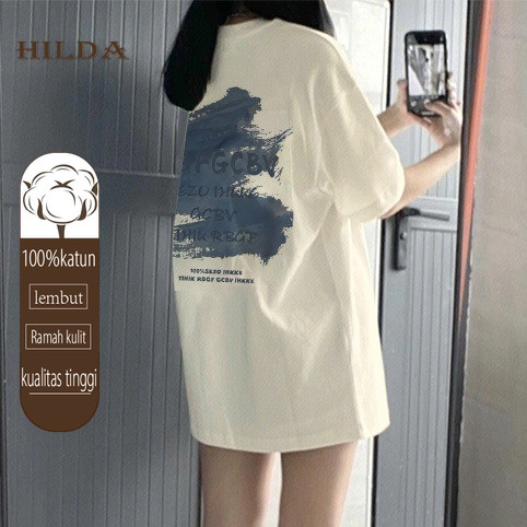 Kaos lengan pendek baru musim panas Kaos wanita kebesaran Kaos wanita grafiti tinta mode/Kaos wanita