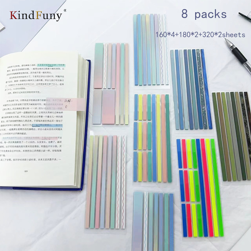 KindFuny 8 Packs Sticky Notes Memo Pad Notes Index Transparent Stickers Post It Book Notepad School 