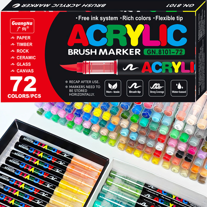 

12-120 Colors Acrylic Paint Pens Markers Brush Tip Paint Markers For Rock Painting Wood Canvas Stone,Christmas Gift DIY Crafts
