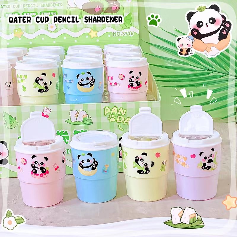 

Office supplies school equipment kawaii stationery items School supplies cute panda cup shape pencil sharpener for child