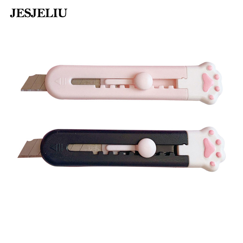 

Mini Box Cutters Cute Cat Paws Pattern,Cardboard Cutter Retractable Utility Knife for Packages, Craft,Papers, Rope and More