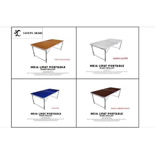 MEJA LIPAT KOPER HPL ALUMINIUM-MEJA LIPAT PORTABLE - KAKI BULAT