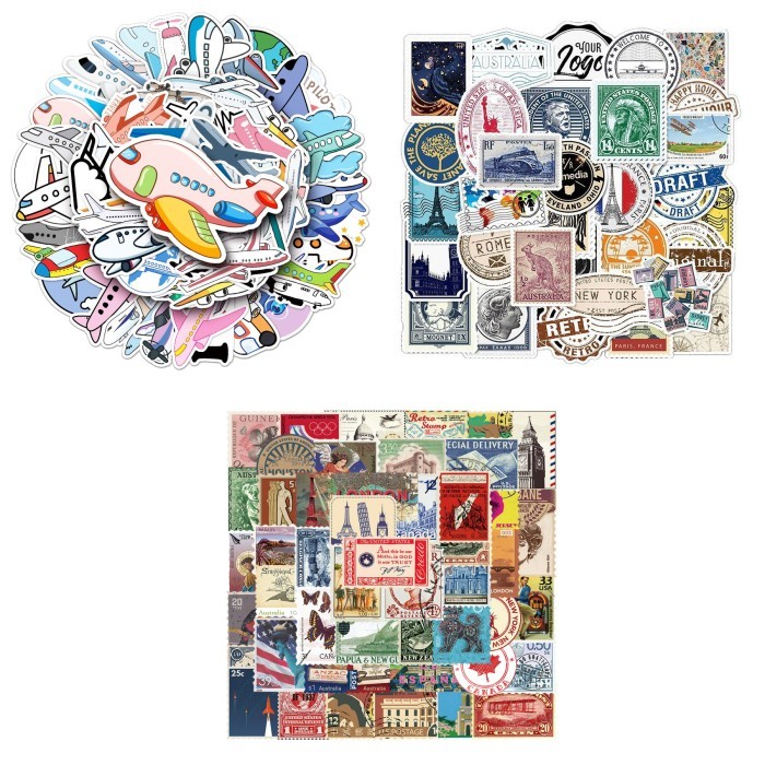 

sticker luggage waterproof 50 pcs travel stamp