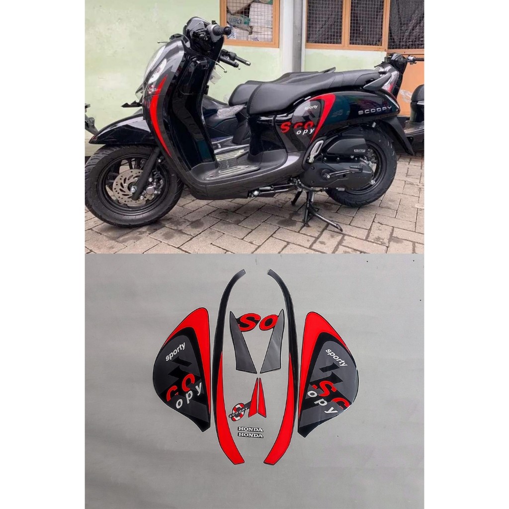 Stiker striping motor new scoopy sporty 2022 full hitam