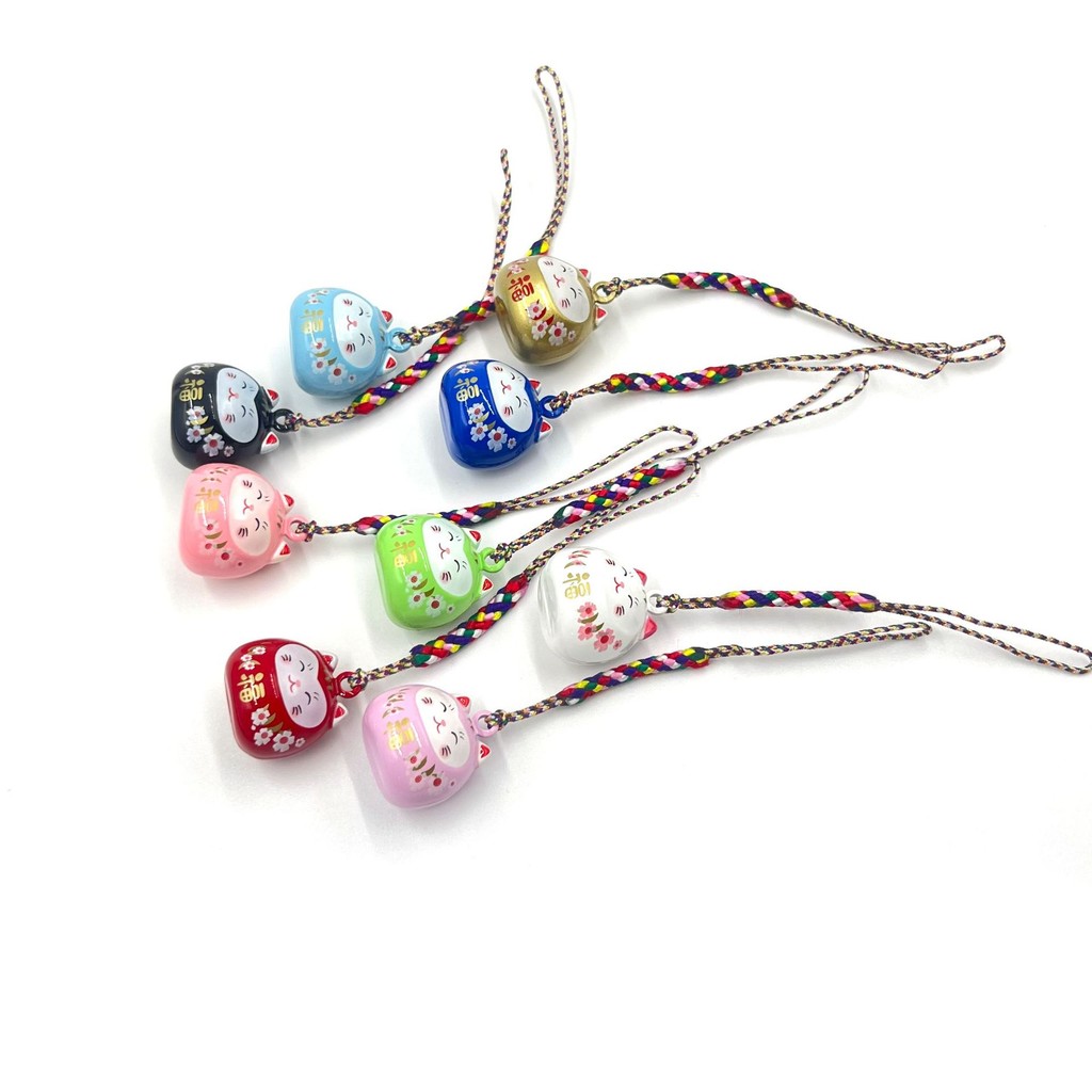 Azimat Gaya Jepang Kucing Tabuik Yang Di-Oven Dengan Kaca Peluit Suara Air Hiasan Kunci Ponsel Untuk