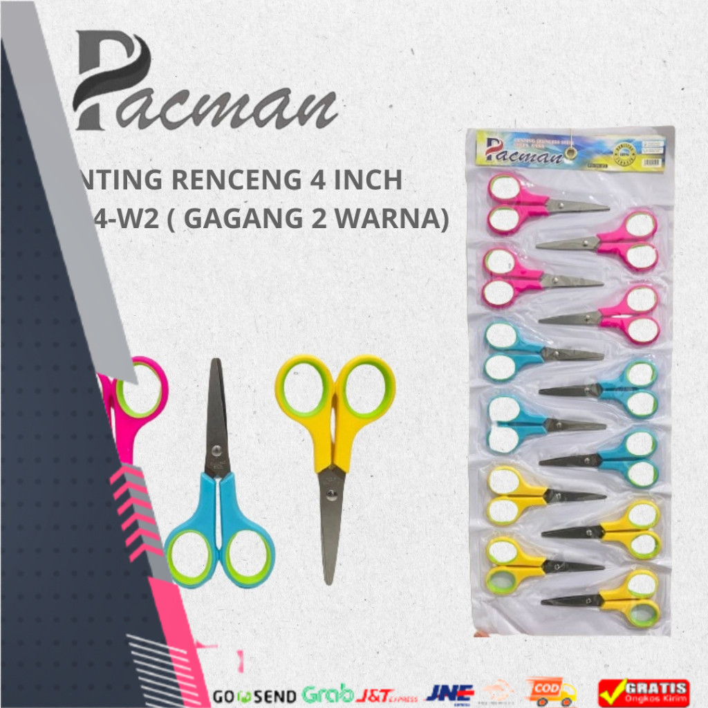 

TERMURAH Gunting Renceng isi 12 pcs Murah 4 inch Stainles Stell Pacman
