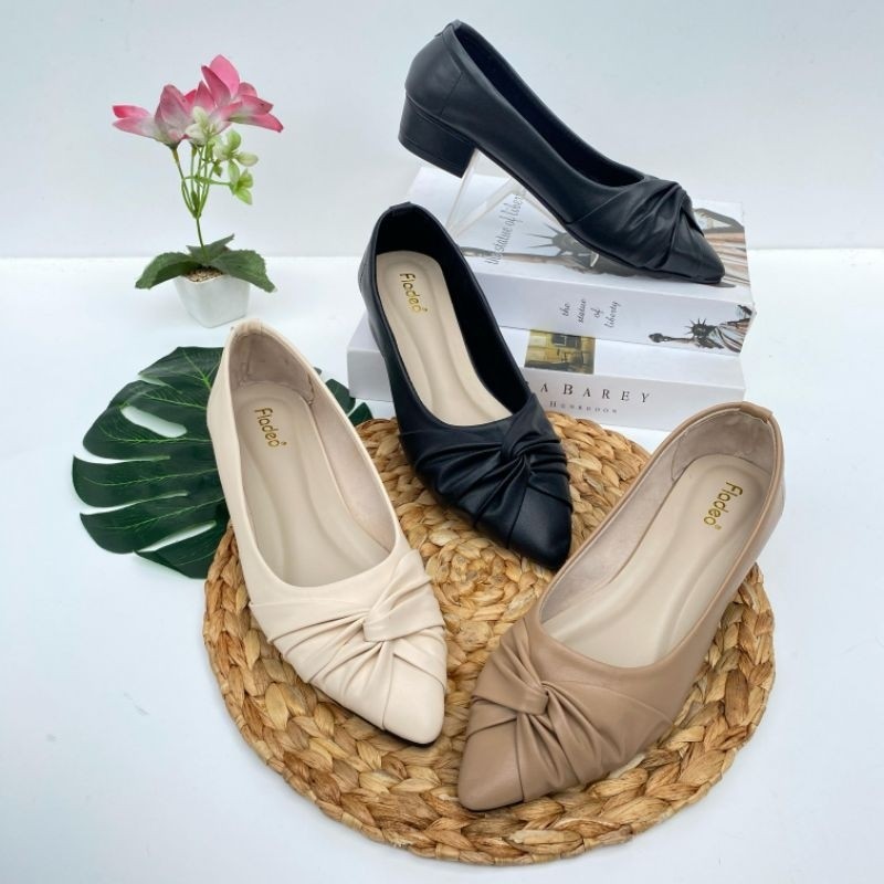 [PREMIUM ORIGINAL] Sepatu Pantofel Wanita simpel (FL) heels 3cm fladeo