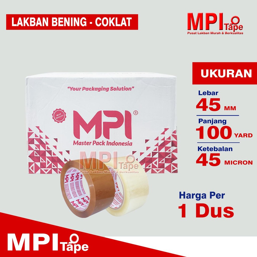 

1 Dus - Lakban Bening - Cokelat 45 mm x 100 yard - Lakban Untuk Packing - MPI