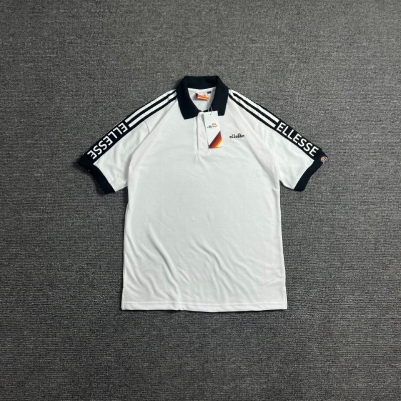 KAOS POLO WHITE FULL TAG LABEL CASUAL HYPE T-SHIRT BERKERAH BAJU PRIA WANITA DISTRO BRANDED UNISEX