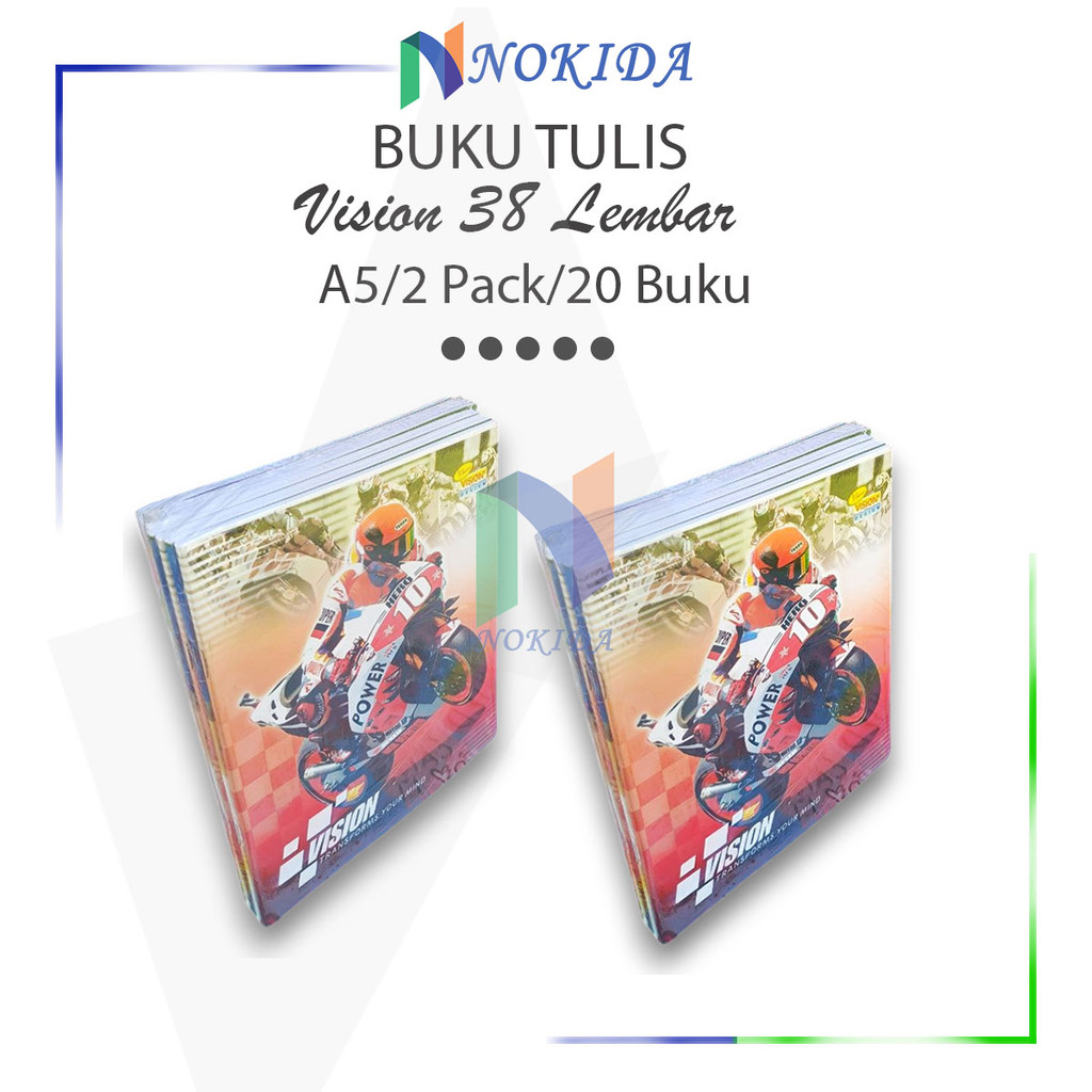 

Nokida Buku Tulis Sekolah Vision 38 Lembar [2 Pack] / Buku Catatan / Tugas / Latihan / Buku 2 Pak / Alat Tulis Sekolah / Perlengkapan Buku Isi 20 Pcs
