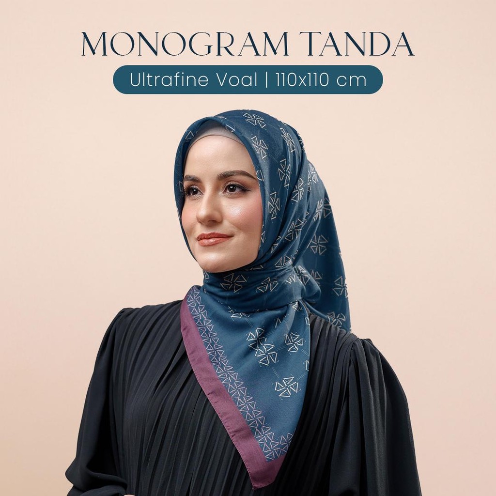 [INCLUDE HARD BOX] ZM Zaskia Mecca - Tanda Monogram Series Ultrafine Voal Scarf - Hijab Premium Squa
