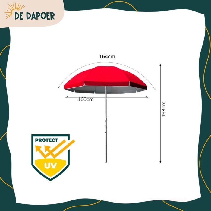 Payung Jualan Tenda Jualan Outdoor an Pantai Villa Rumah Jualan Bazaar Parasol Kokoh - 180 CM - Mera