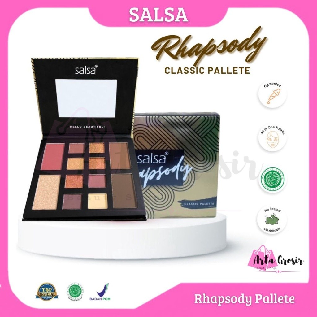 Salsa Rhapsody Face Palette [Eyeshadow Contour Highlighter Blush On] BPOM