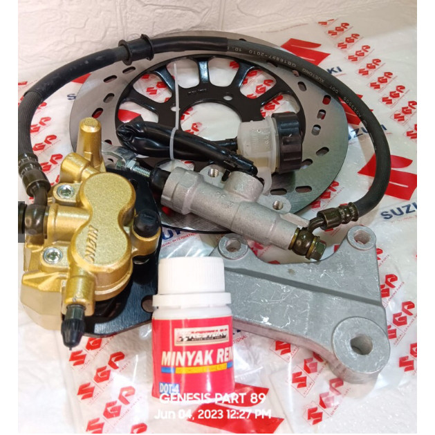 PIRINGAN CAKRAM SET ASSY KALIPER BELAKANG SATRIA 2 TAK NISSIN PLUS BREKET