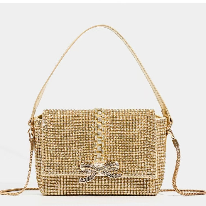 Tas Pesta Mewah Wanita Full Diamond Satin Premium