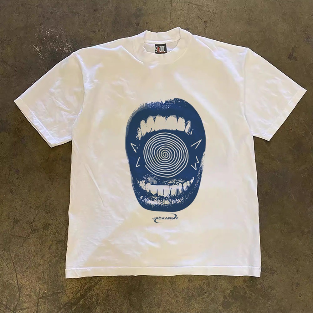 JackArmy pencetakan Amerika baju atasan wanita terbaru kekinian kaos pria oversize skena vintage Kao