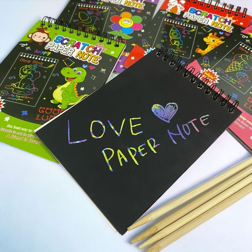 

TTT Buku Sketsa Warna-warni Scratch Book Grafiti Kertas Mini Tulis Gores Gambar DIY Sscratch Paper Note Black Cardboard Mini Hadiah Alat Tulis Mainan Edukasi