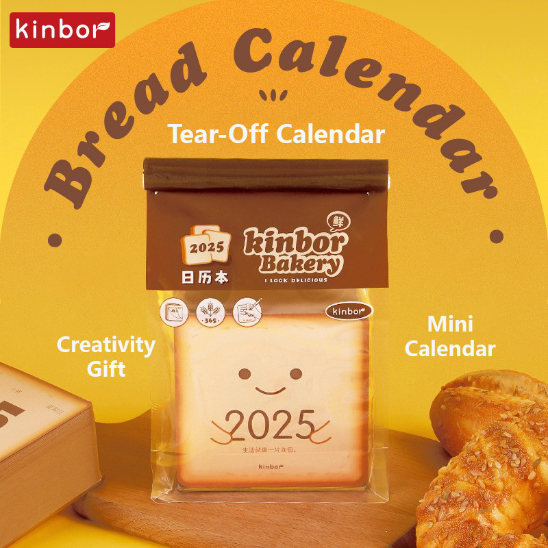

Kinbor Kawaii 2025 Desk Calendar Mini Toast Shape Vertical Tearable Notepad for Home Office School Daily Planner Creative Gift