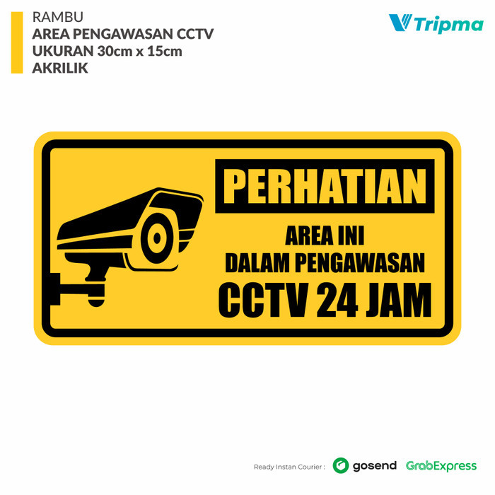 

s c Rambu/ Sign Area Pengawasan CCTV 30cm x 15cm Akrilik + Sticker Cutting