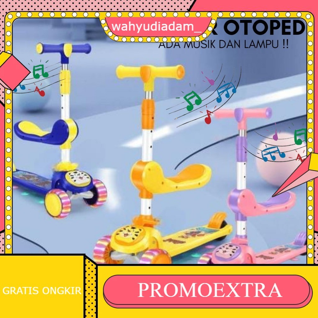 Mainan Anak Skuter Otoped Sepeda Duduk 3 Roda 2in1 M290 Scooter Anak Multifungsi Ada Musik Lagu Lamp
