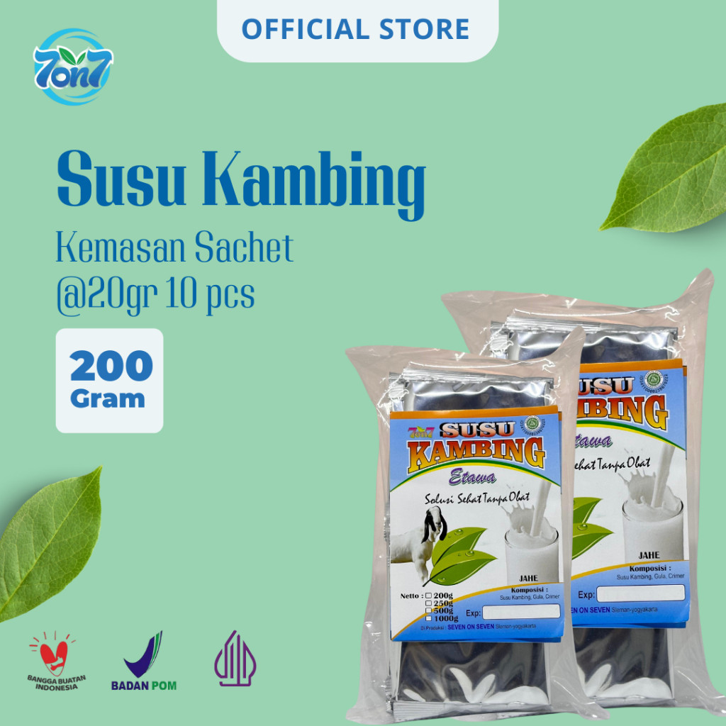 

Susu Kambing Etawa Bubuk 7on7 Kemasan Sachet isi 10 pcs @20gr Halal BPOM