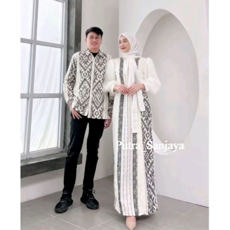GAMIS PADMA PUTIH TENUN_BAJU COUPLE KONDANGAN_BAJU TENUN TROSO