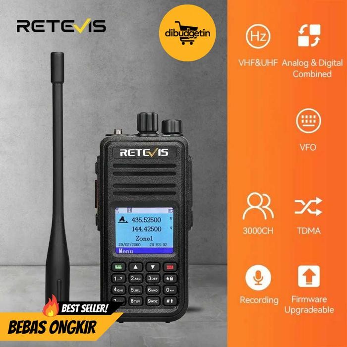 RETEVIS Walkie Talkie Two Way Radio Dual Band Digital Analog 2000mAh - RT3S