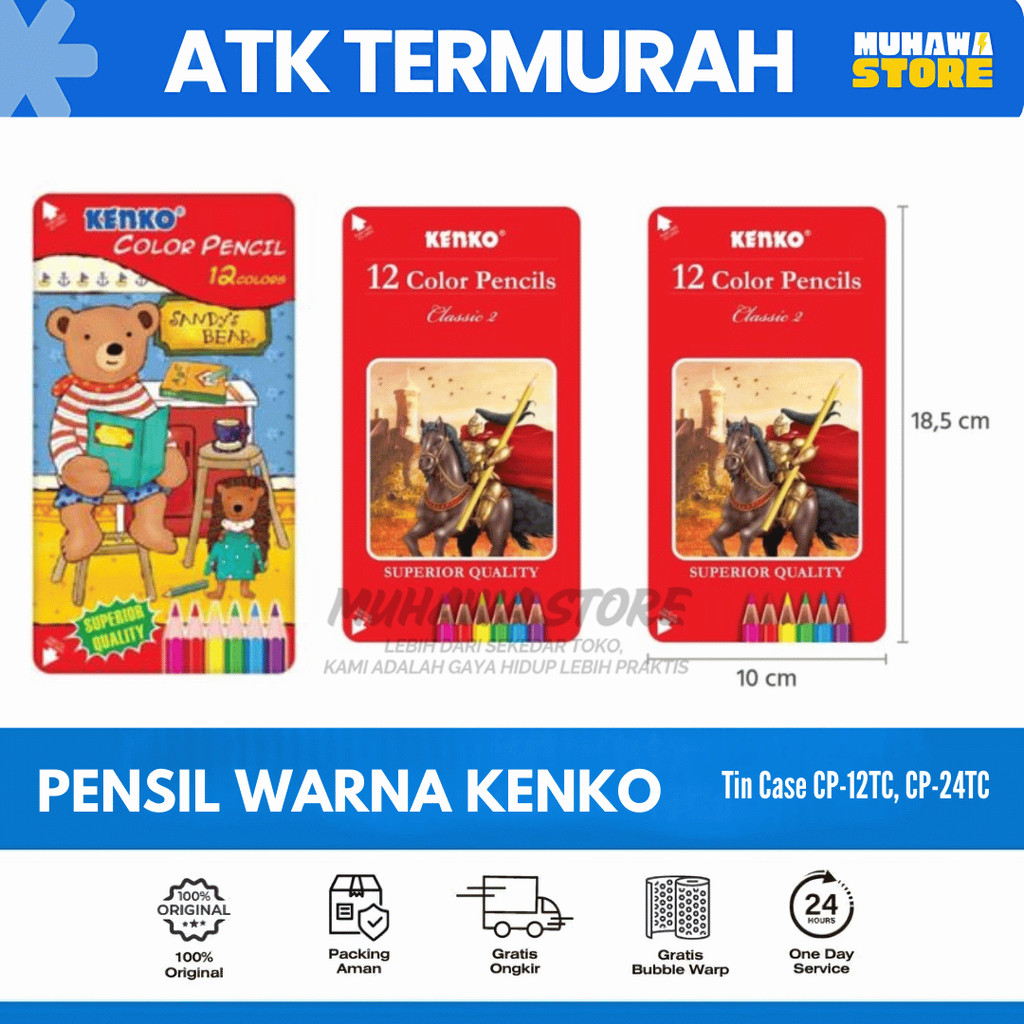 

KENKO Color Pencil Tin Case CP-12TC, CP-24TC Pensil Warna Kenko Kotak Kaleng Isi 12 dan 24 Pensil