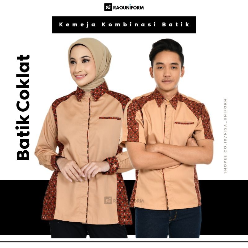 Baju Kerja Murah Seragam Karyawan Kantor Pabrik Bisa Tambah Bordir/Baju Kombinasi Batik Pria Wanita