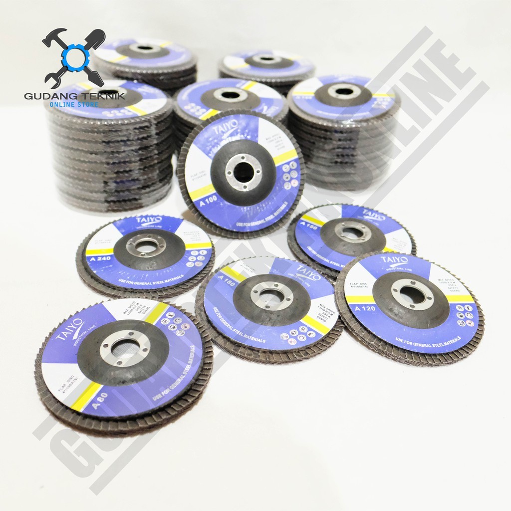JUAL TAIYO Mata Amplas Susun A40 A60 A80 A100 A120 A150 A180 A240 4" TAIYO / Flap Disc A40 - A60 - A
