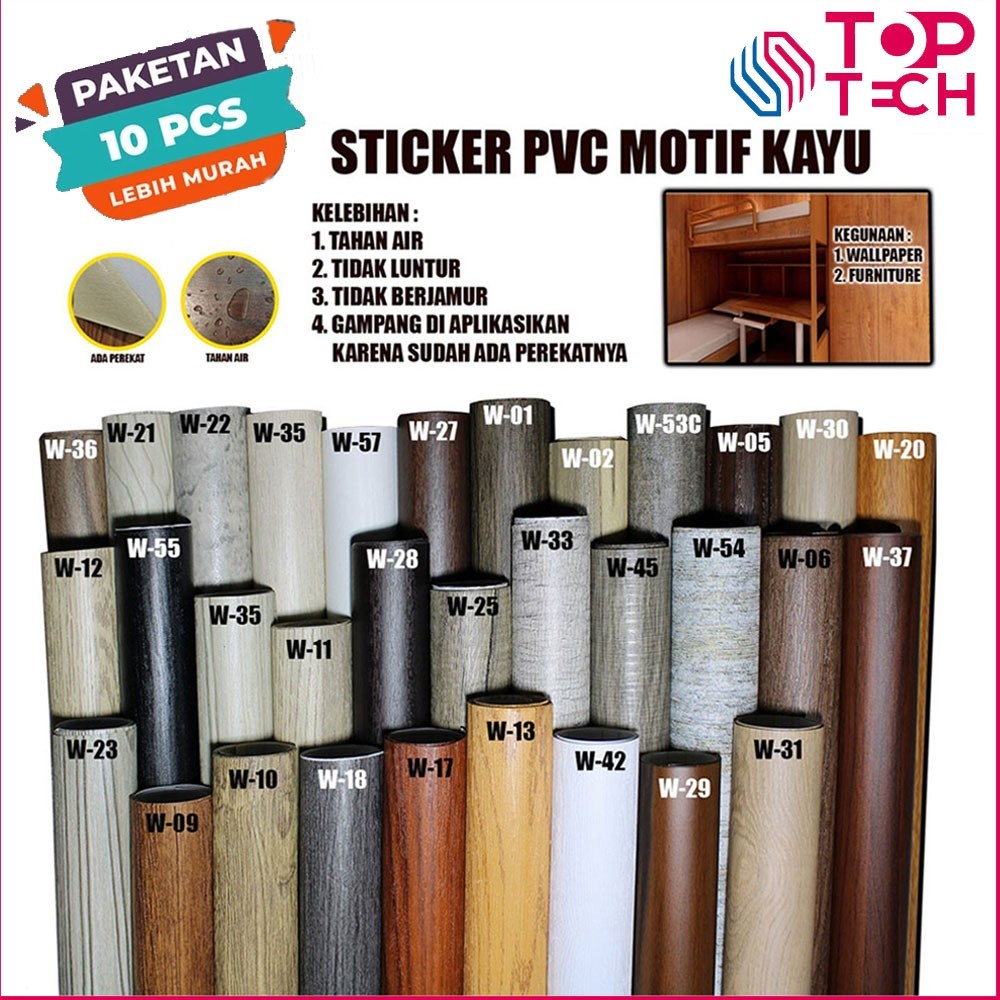 ARKAMANISHOP Toptech - (isi 10 PCS) Stiker Kayu Marmer Marble / Sticker Kayu Marmer Decosheet / PVC 