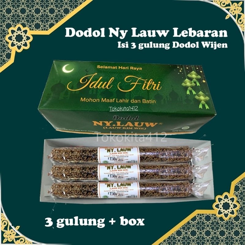 

Dodol Lebaran Idul Fitri isi 3 gulung + Box Hampers Hijau Ny Lauw Halal
