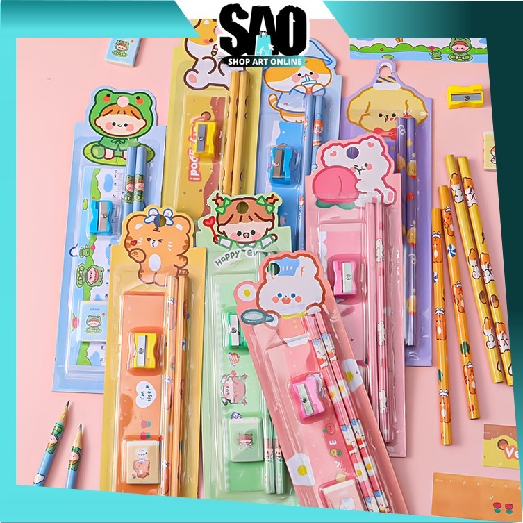 

6.6 SAO - S5692 Stationery Alat Tulis set 5in1 Karakter Kartun / Alat Tulis Set Mini Stationary Set Sekolah 5 in 1 / Paket Alat Tulis