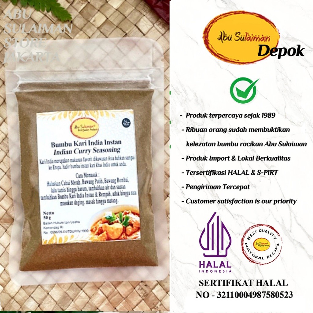 

Bumbu Kari Spesial Khas India / Indian Curry Seasoning Abu Sulaiman Depok