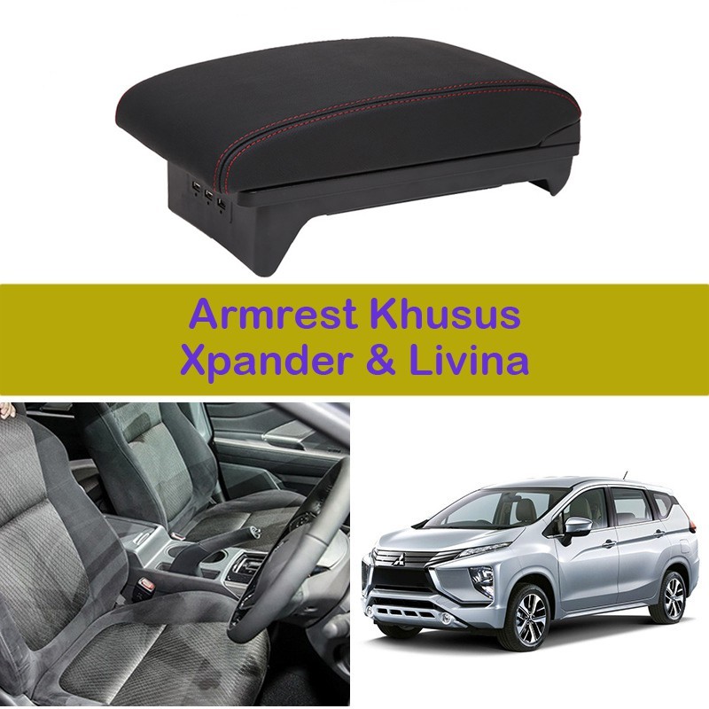 Sliding Armrest Xpander All New Livina Console Box Mobil 3 USB Port