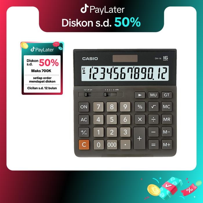 

CASIO DH-16 -Hitam - Kalkulator Kantor - 16 digit Plastik Keys