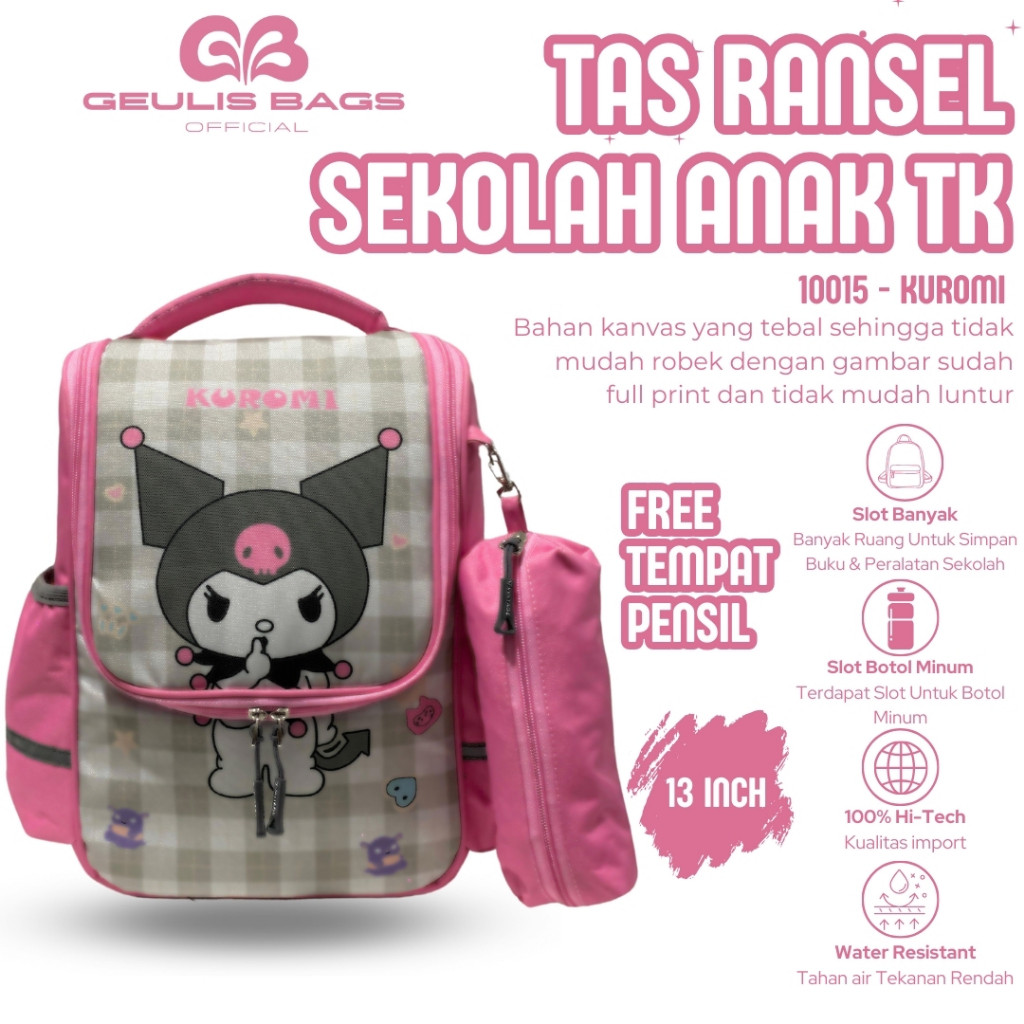 BENO_SHOP.ID GEULIS GABS Tas Ransel Anak Sekolah TK PAUD Perempuan Backpack Kuromi Cewek Terbaru GLB