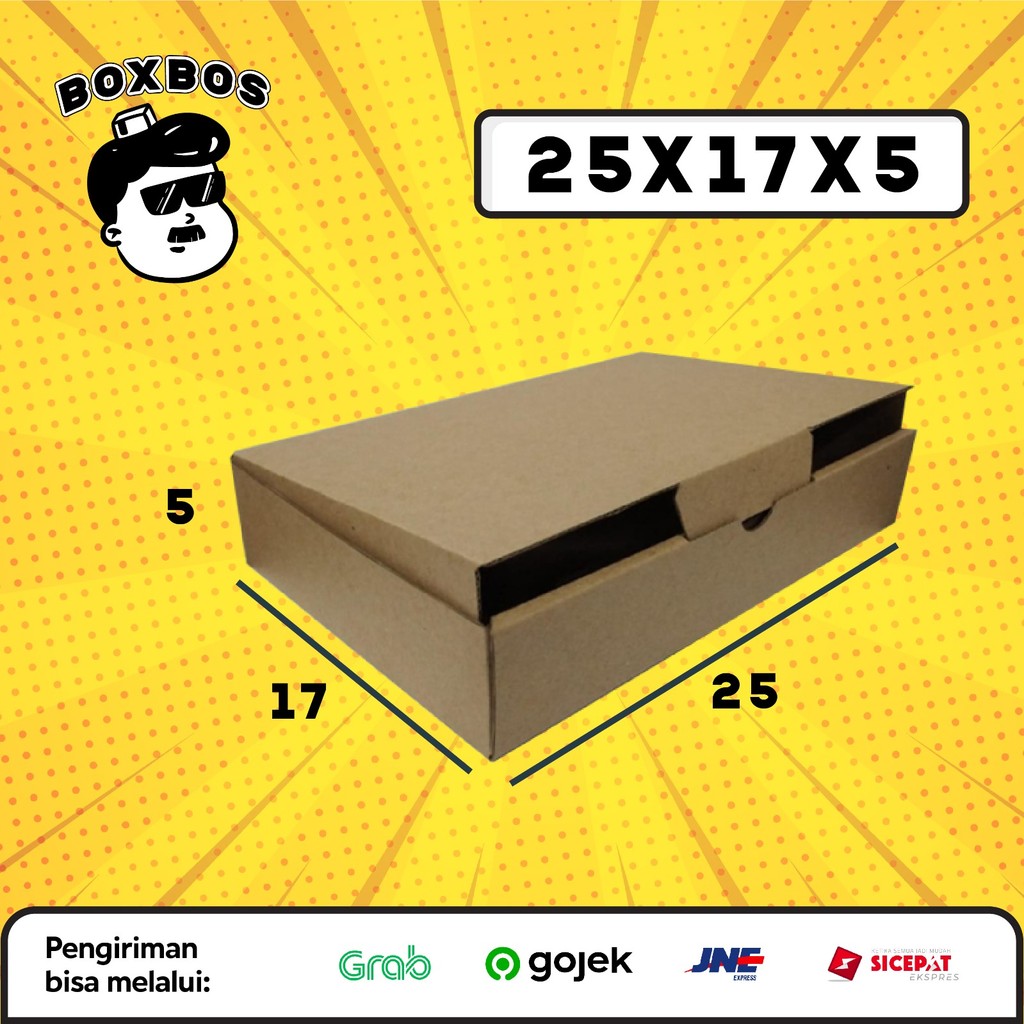 

KARDUS BOX uk 25x17x5 CM Kotak Packaging Corrugated SHEET POLOS
