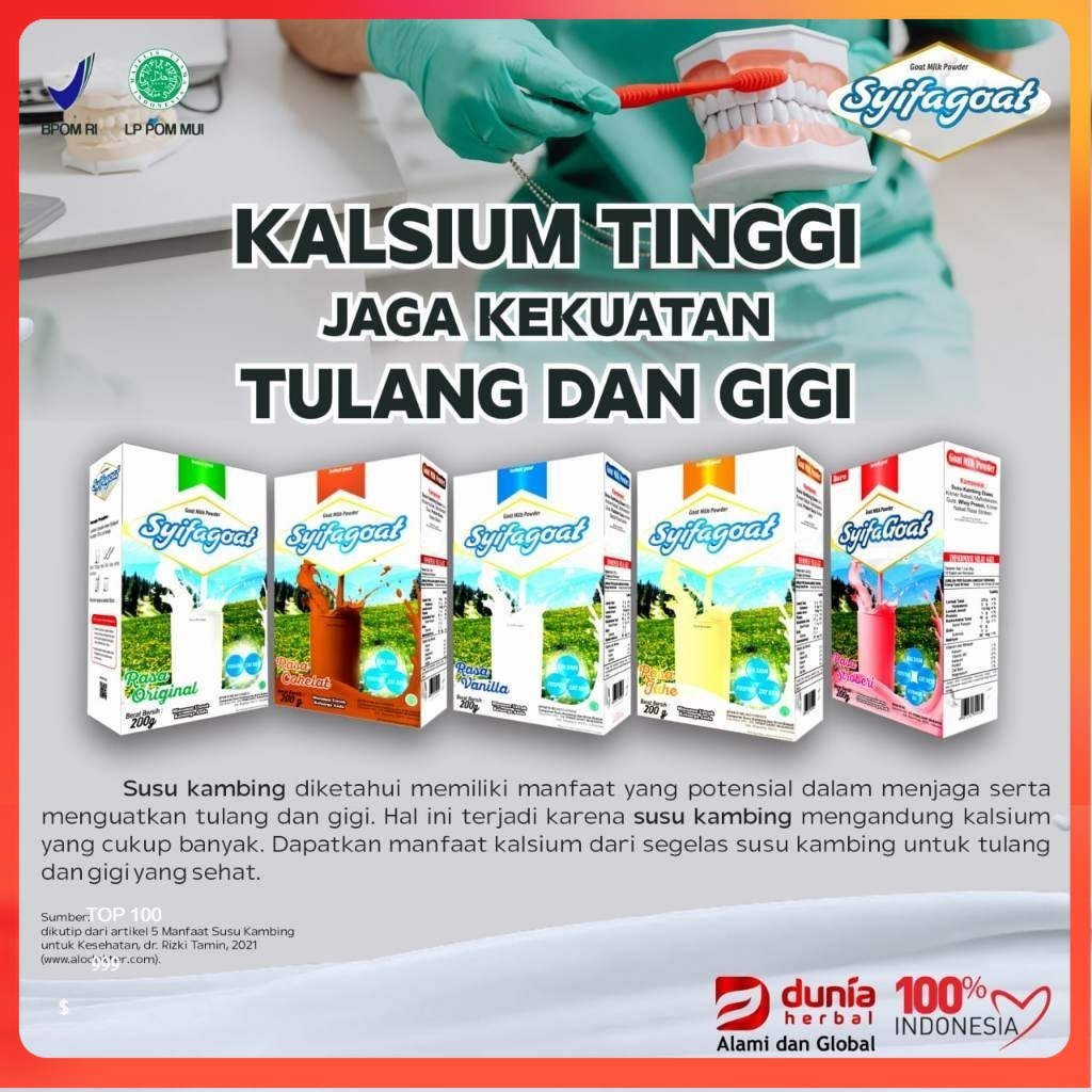 

Susu syifagoat Kalsium Tinggi Solusi Sendi, Tulang, Dan Gigi Toko Herbal Depok Herbitens