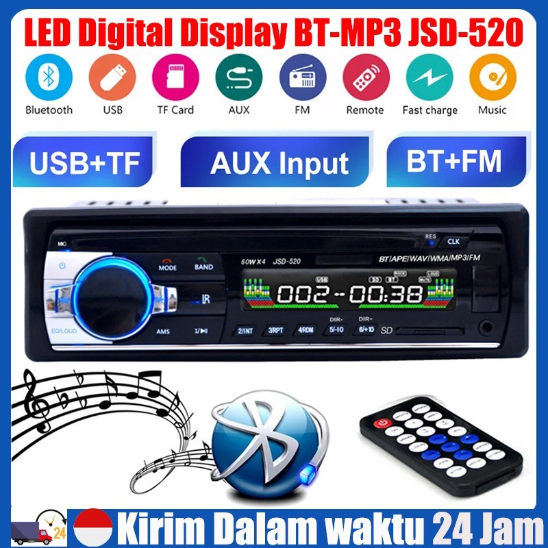 【Tersedia】Tape Audio Mobil Multifungsi Bluetooth USB MP3 JSD-520 Single Din JSD-520 Audio Tape Mobil