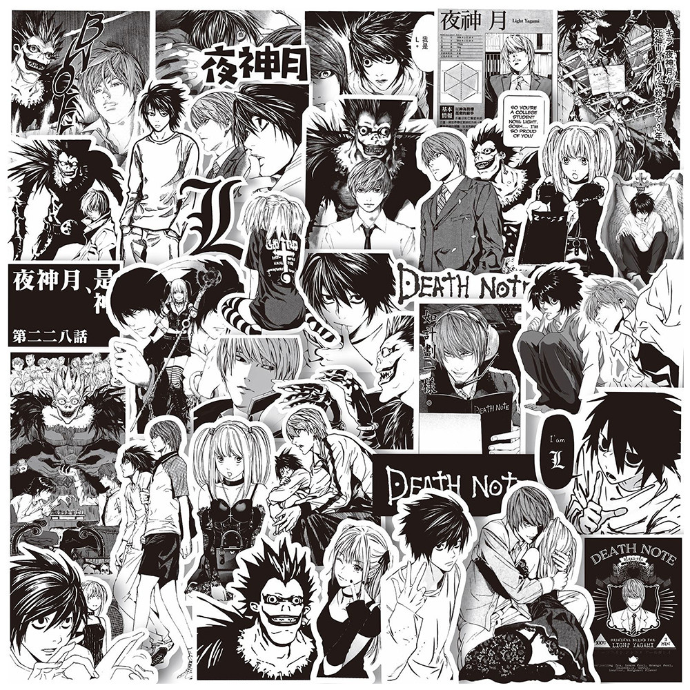 

10/30/65PCS Anime Death Note Stickers Black White Decals Decoration DIY Scrapbook Luggage Laptop Bike Suitcase Car Graffiti Toys