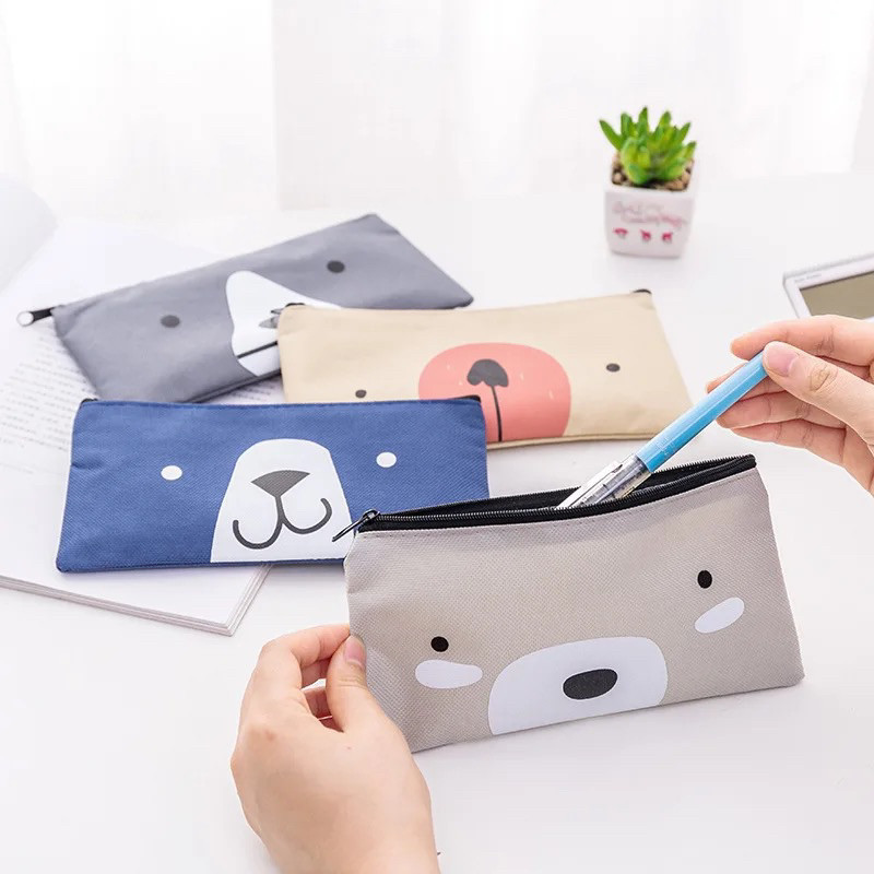 

Tempat Pensil Pulpen Kain Kanvas Karakter Hewan Lucu Kotak Pensil Serbaguna Motif Animal Dompet Pouch Pensil dan Pulpen