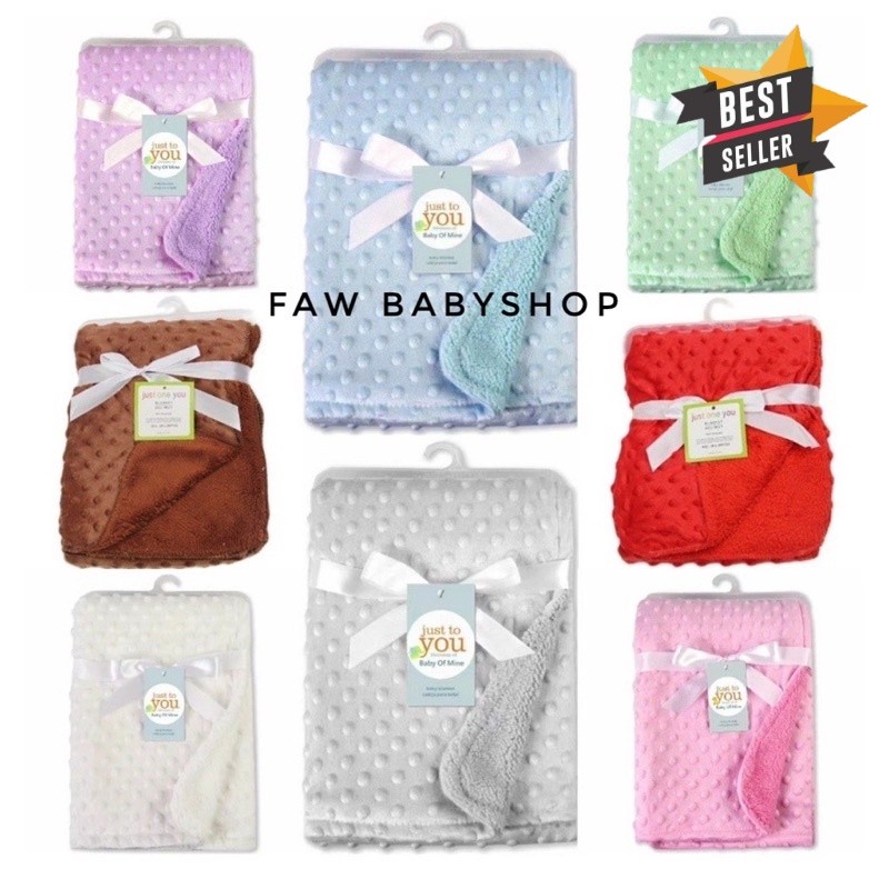 Selimut Bayi Double Fleece Bubble Minky Dot Polos Bahan / Baby Blanket / selimut bayi halus lembut