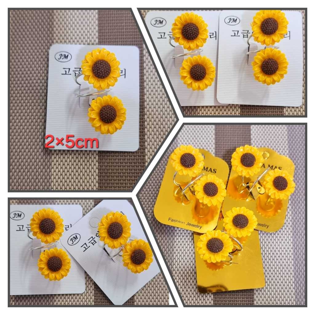 Ring Hijab Motif Bunga Matahari Kuning - Ring Kerudung Motif Bunga Matahari Kuning - Ring Jilbab Bun