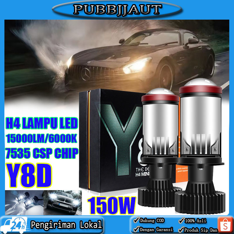 2Pcs Mini Projie Led Mobil Motor Y6D Y7D Y8D H4 Super Terang Lampu Led Utama Kabut Headlamp Headligh